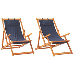 Maison Chic Lot de 2 Chaises de plage pliables | Chaises Relax d'extérieur bleu tissu -GKD74890