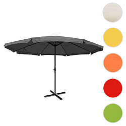 Mendler Parasol Meran Pro, parasol pour marché avec volants Ø 5m polyester/alu 28 kg ~ anthracite sans socle