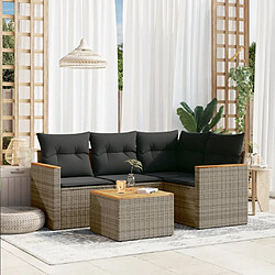 Maison Chic Ensemble de 5 Tables et chaises d'extérieur avec coussins,Salon de jardin gris résine tressée -GKD928754