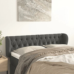 Maison Chic Tête de lit scandinave avec oreilles,meuble de chambre Gris foncé 163x23x78/88 cm Velours -MN68365