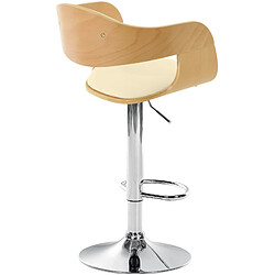 Decoshop26 Tabouret de bar x1 design scandinave en PVC crème et structure en bois clair 10_0005041 pas cher