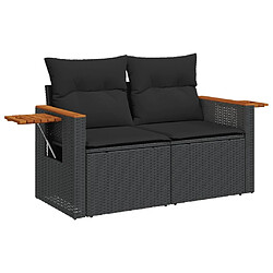 Acheter Maison Chic Salon de jardin 5 pcs avec coussins | Ensemble de Table et chaises | Mobilier d'Extérieur noir résine tressée -GKD60413