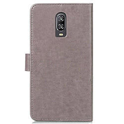 Avis Wewoo Coque Étui en cuir à motif de fleurs pressées Lucky Clover pour OnePlus 6T, avec support et logements pour cartes, portefeuille dragonne (Gris)