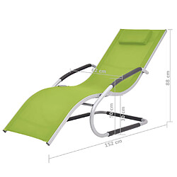 vidaXL Chaise longue avec oreiller Aluminium et textilène Vert pas cher