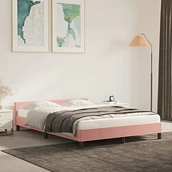 vidaXL Cadre de lit et tête de lit sans matelas rose 140x190cm velours