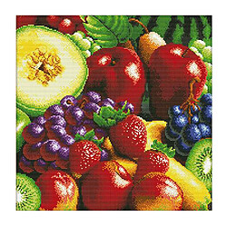 kit de matériel de point de croix estampé 11ct - aida - motifs de fruits