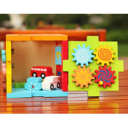 Acheter Jeu de Engrenages Rotatif Puzzle en Bois Bloc Géométriques Couleurs et Formes pour Enfants Montessori Jouets Éducatif