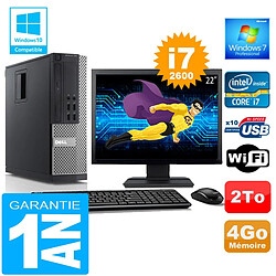 PC DELL 990 SFF Core I7-2600 Ram 4Go Disque 2 To Wifi W7 Ecran 22" - Occasion