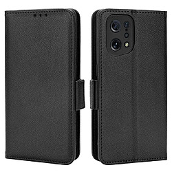 Etui en PU texture litchi, anti-rayures avec support, noir pour votre Oppo Find X5