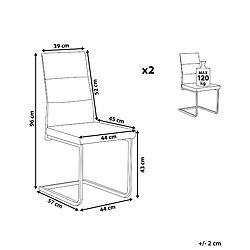 Avis Beliani Set de 2 Cuir PU Chaise de salle à manger Chaise en porte-à-faux Beige sable ROCKFORD