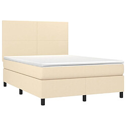 Avis Maison Chic Lit adulte- Lit + matelas,Sommier à lattes de lit avec matelas Crème 140x190 cm Tissu -GKD39030