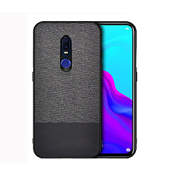 Wewoo Coque Rigide Housse de protection en tissu PU épissage antichoc pour OPPO F11 Pro Noir