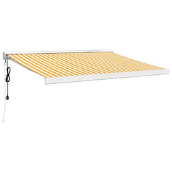 Maison Chic Store banne | Auvent rétractable de porte | Marquise Brise-soleil jaune et blanc 3,5x2,5 m tissu et aluminium -GKD64023