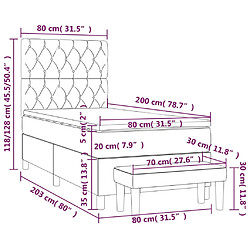 vidaXL Sommier à lattes de lit avec matelas Bleu 80x200 cm Tissu pas cher