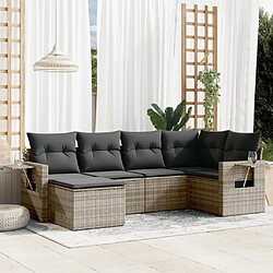 Maison Chic Ensemble Tables et chaises d'extérieur 6pcs avec coussins,Salon de jardin gris résine tressée -GKD541338