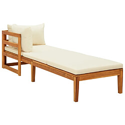 Avis Maison Chic Lot de 2 Bain de soleil,Chaises longues avec coussins blanc crème Acacia solide -GKD69179