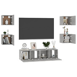 Avis Maison Chic Ensemble de meubles TV 6 pcs | Banc TV Moderne pour salon | Meuble de Rangement - Gris béton Aggloméré -MN57521