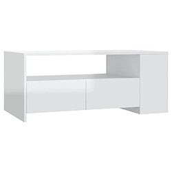 vidaXL Table basse blanc brillant 102x55x42 cm bois d'ingénierie