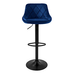 Tabouret de bar, lot de 2, bleu, revêtement velours, dossier et repose-pieds réglables en hauteur 62-82cm ML-Design