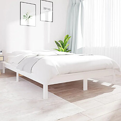 vidaXL Cadre de lit sans matelas blanc bois massif 