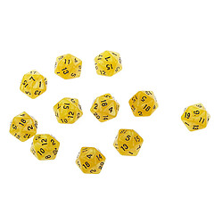 Avis 10pcs Vingt Faces De Dés D20 Jouer D & D Jeux Rpg Parti Dices Jaune