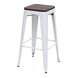 Avis Mendler 4x Tabouret de bar HWC-A73, avec siège en bois, métal, style industriel ~ blanc