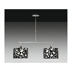 Luminaire Center Suspension Lupin 2 Ampoules E27, noir brillant/arylique blanc/chrome poli