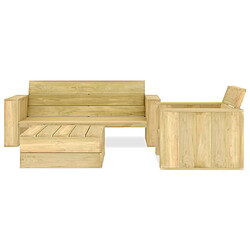 vidaXL Salon de jardin 3 pcs Bois de pin imprégné