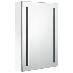 Avis Maison Chic Armoire de salle de bain,Meuble de rangement,Meuble haut à miroir LED Blanc brillant 50x13x70cm -GKD223385