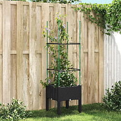 vidaXL Jardinière avec treillis noir 40x40x142,5 cm PP