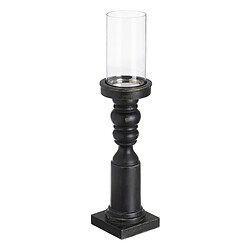 Avis BigBuy Home Bougeoir Noir Bois Verre 12 x 12 x 55 cm