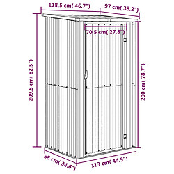 vidaXL Abri de jardin Vert 118,5x97x209,5 cm Acier galvanisé pas cher