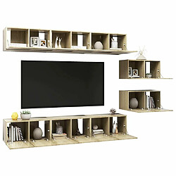 Avis Maison Chic Meubles TV 8 pcs | Banc TV Moderne pour salon | Meuble de Rangement Chêne sonoma Aggloméré -MN24678