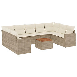 Maison Chic Salon de jardin avec coussins 10 pcs, Ensemble Tables et chaises de jardin, beige résine tressée -GKD774112