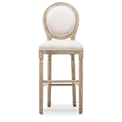 NC Lot de 2 chaises de bar médaillon Louis XVI tissu Beige