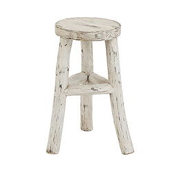 Mes Tabouret rond 26x26x50 cm en bois blanc vieilli