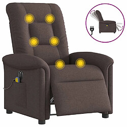 vidaXL Fauteuil de massage inclinable électrique Marron foncé Tissu