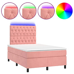 vidaXL Sommier à lattes de lit matelas et LED Rose 120x200 cm Velours