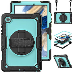 Coque en silicone avec béquille pivotante et bandoulière bleu bébé/noir pour votre Samsung Galaxy Tab A8 10.5 (2021) Wi-Fi SM-X200/LTE SM-X205