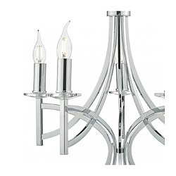 Luminaire Center Suspension Lyon chrome poli et cristal 5 ampoules