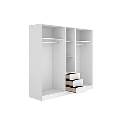 Acheter Vente-Unique Armoire 5 portes et 3 tiroirs - L202 cm - Blanc - LISTOWEL