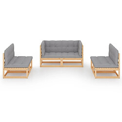 Avis Maison Chic Salon de jardin 6 pcs + coussins - Mobilier/Meubles de jardin - Table et chaises d'extérieur Bois de pin massif -MN53660