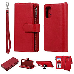 Etui en PU poche zippée magnétique détachable 2 en 1 rouge pour votre Samsung Galaxy S20 Plus