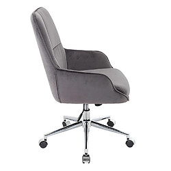 Mendler Chaise de bureau HWC-J64, chaise pivotante avec accoudoirs réglable en hauteur velours ~ gris foncé