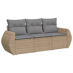 Maison Chic Salon de jardin avec coussins 3 pcs | Ensemble de Table et chaises | Mobilier d'Extérieur beige résine tressée -GKD31550