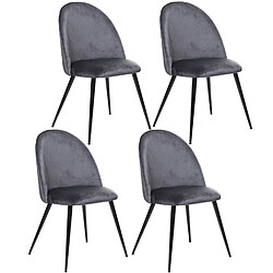 Toilinux Lot de 4 Chaises Slano - Gris Souris