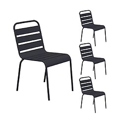 Mes Lot de 4 chaises de jardin en métal gris - BACA