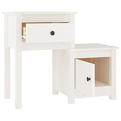 Avis Maison Chic Table de chevet,Table de Nuit,Meuble de Rangement Blanc 79,5x38x65,5 cm Bois de pin massif