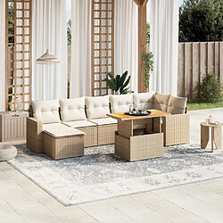 vidaXL Salon de jardin avec coussins 8 pcs beige résine tressée