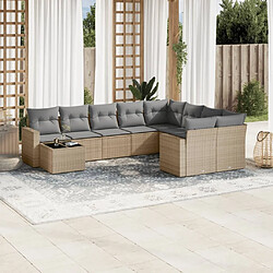 Maison Chic Salon de jardin avec coussins 10 pcs | Ensemble de Table et chaises | Mobilier d'Extérieur beige résine tressée -GKD33962